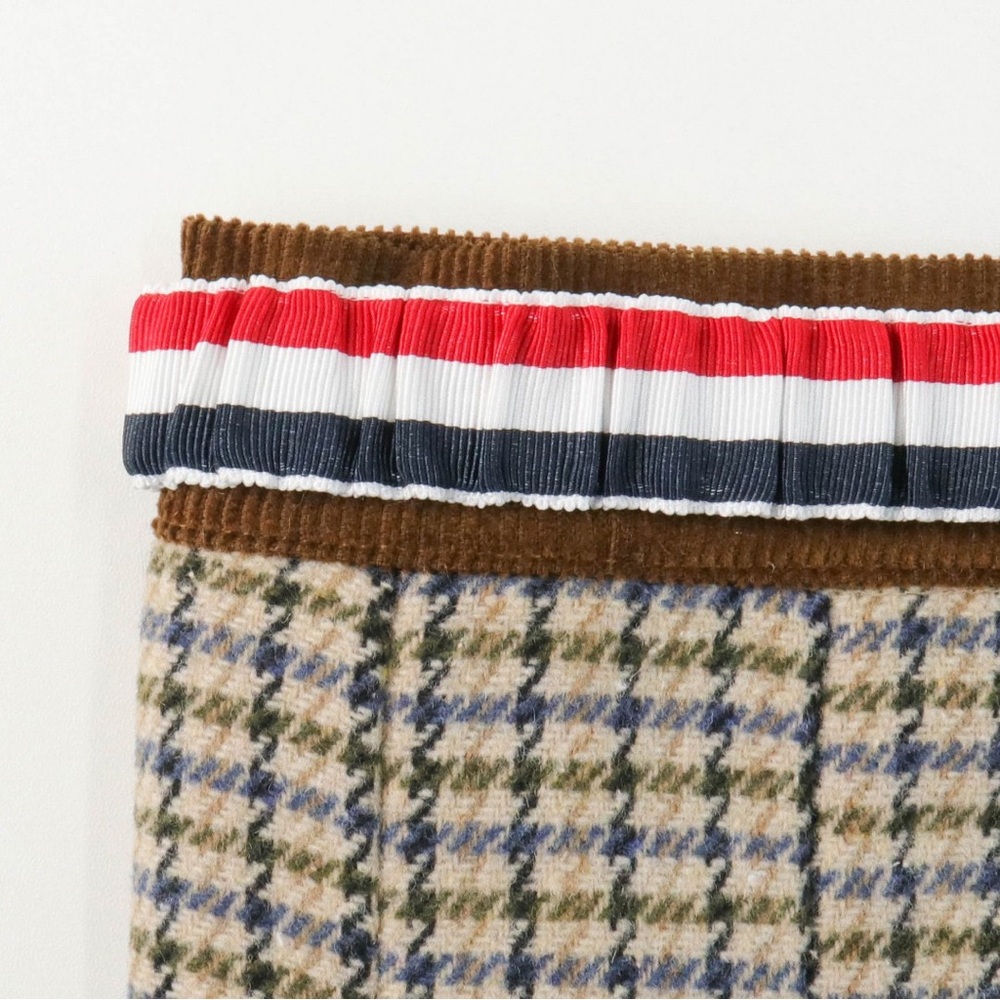 Thom Browne Brown and Plaid Mixed-Pleat Mini Skirt - Picture 6 of 8